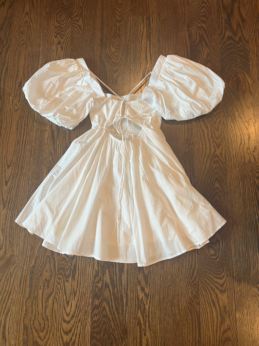 White Puff Sleeve Dress