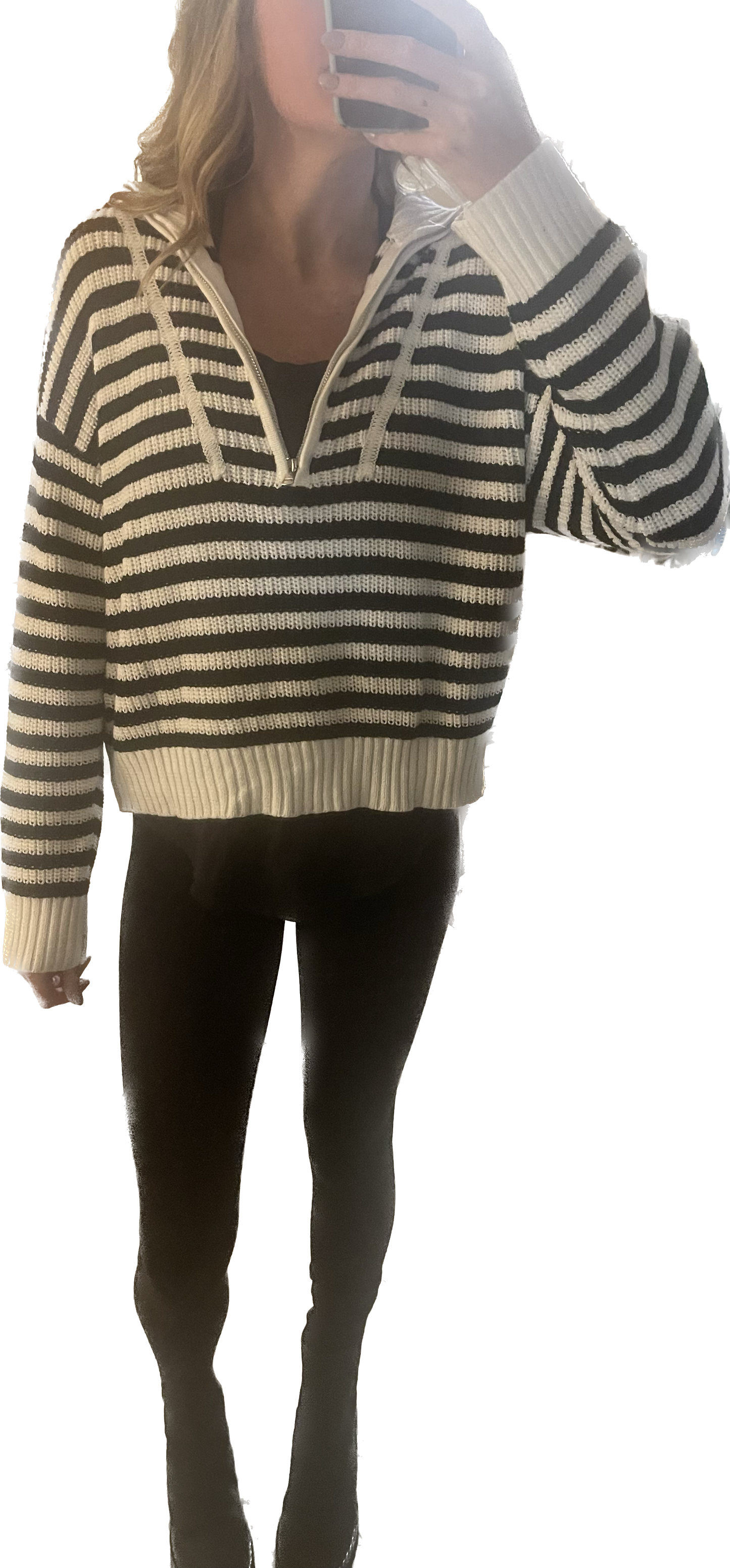 Melody Half-Zip Stripe Sweater