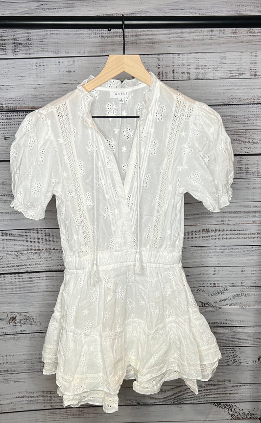 White Short Sleeve Tiered Ruffle Dress